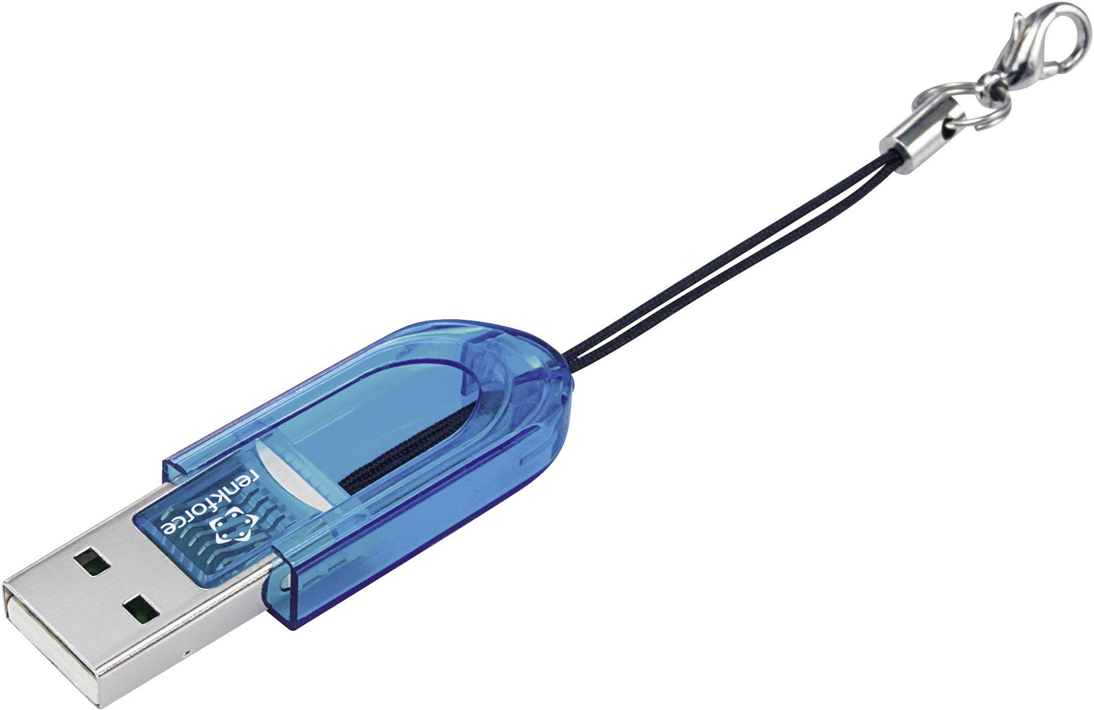 Lecteur de carte mémoire externe Renkforce CR14e Mini USB 2.0 bleu