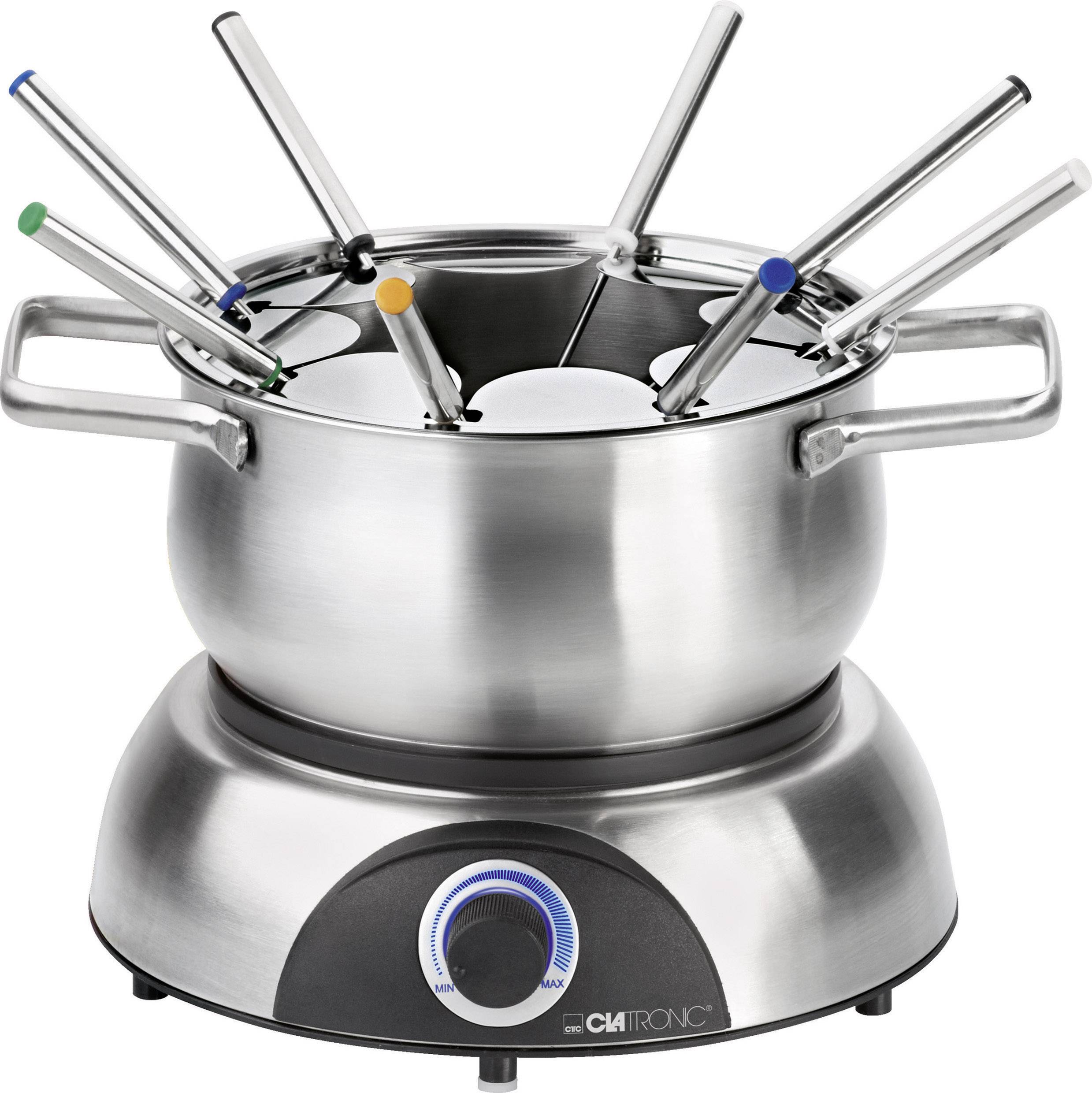 Clatronic FD3516 Appareil à fondue 1400 W avec réglage manuel de la température acier inoxydable, noir