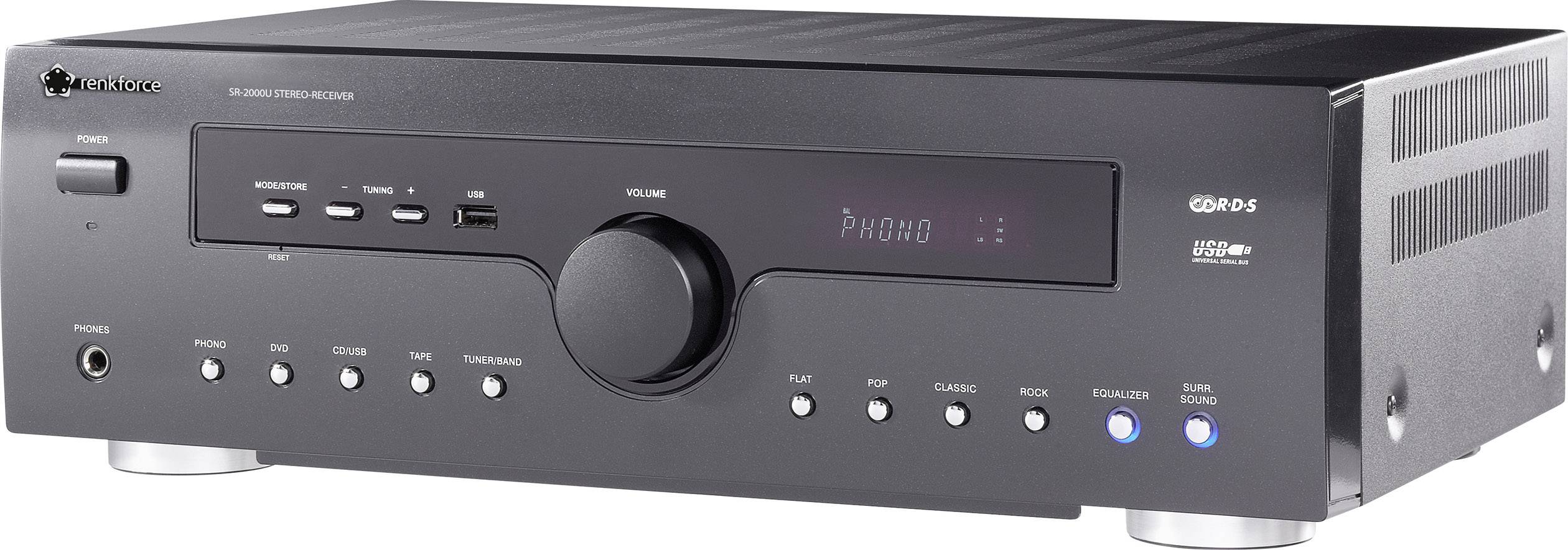 Renkforce SR-2000U Stereo Receiver 2x50 W Schwarz USB