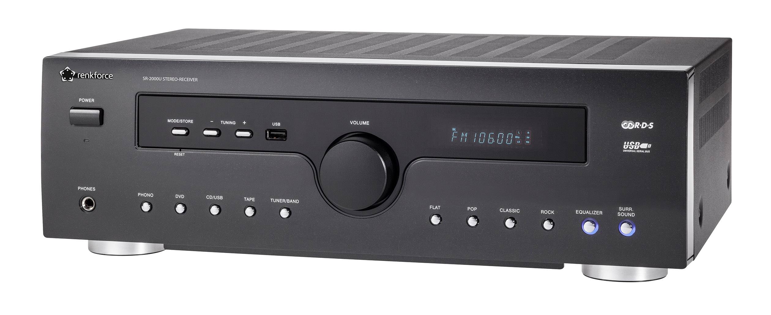 Renkforce SR-2000U Stereo Receiver 2x50 W Schwarz USB