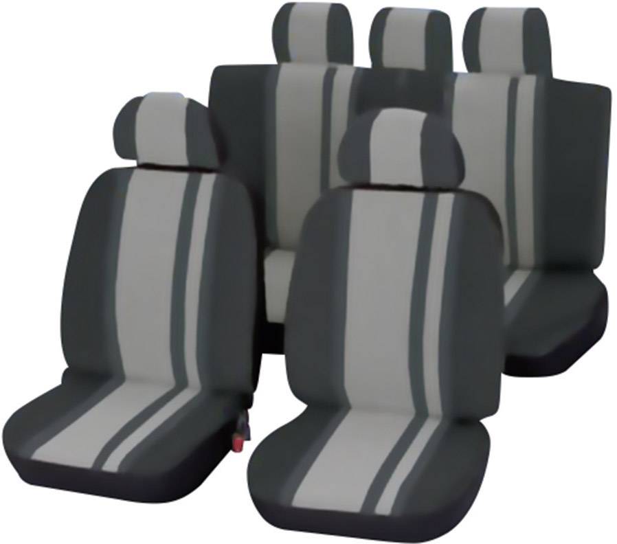Housse de siège 14 pièces Unitec 84957 polyester noir, gris siège conducteur, siège passager, siège arrière