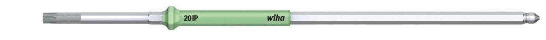 Une longue tube en acier inoxydable avec une partie centrale verte affichant des mots comme 'cap' et 'win'.