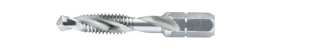 Taraud à métaux à filets hélicoïdaux, adapté pour le taraudage de filets intérieurs dans des pièces.