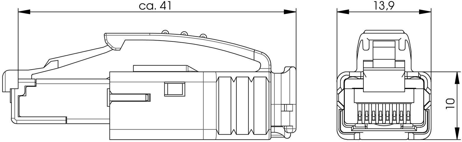 Connecteur RJ45 STX Telegärtner 100007451 RJ45 mâle, droit Pôle: 8P8C transparent 1 pc(s)