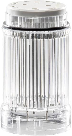 Salière transparente avec couvercle blanc, rainures verticales sur le côté pour une meilleure prise en main.