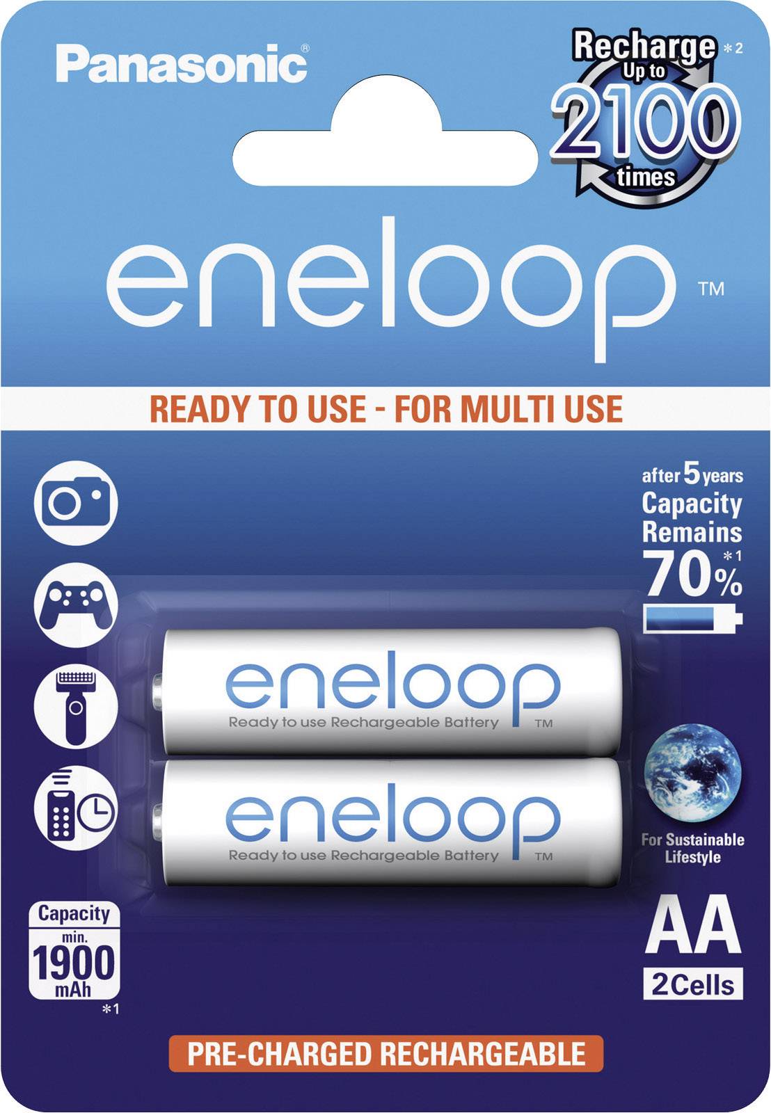 Pile rechargeable LR6 (AA) NiMH Panasonic eneloop HR06 1900 mAh 1.2 V 2 pc(s)