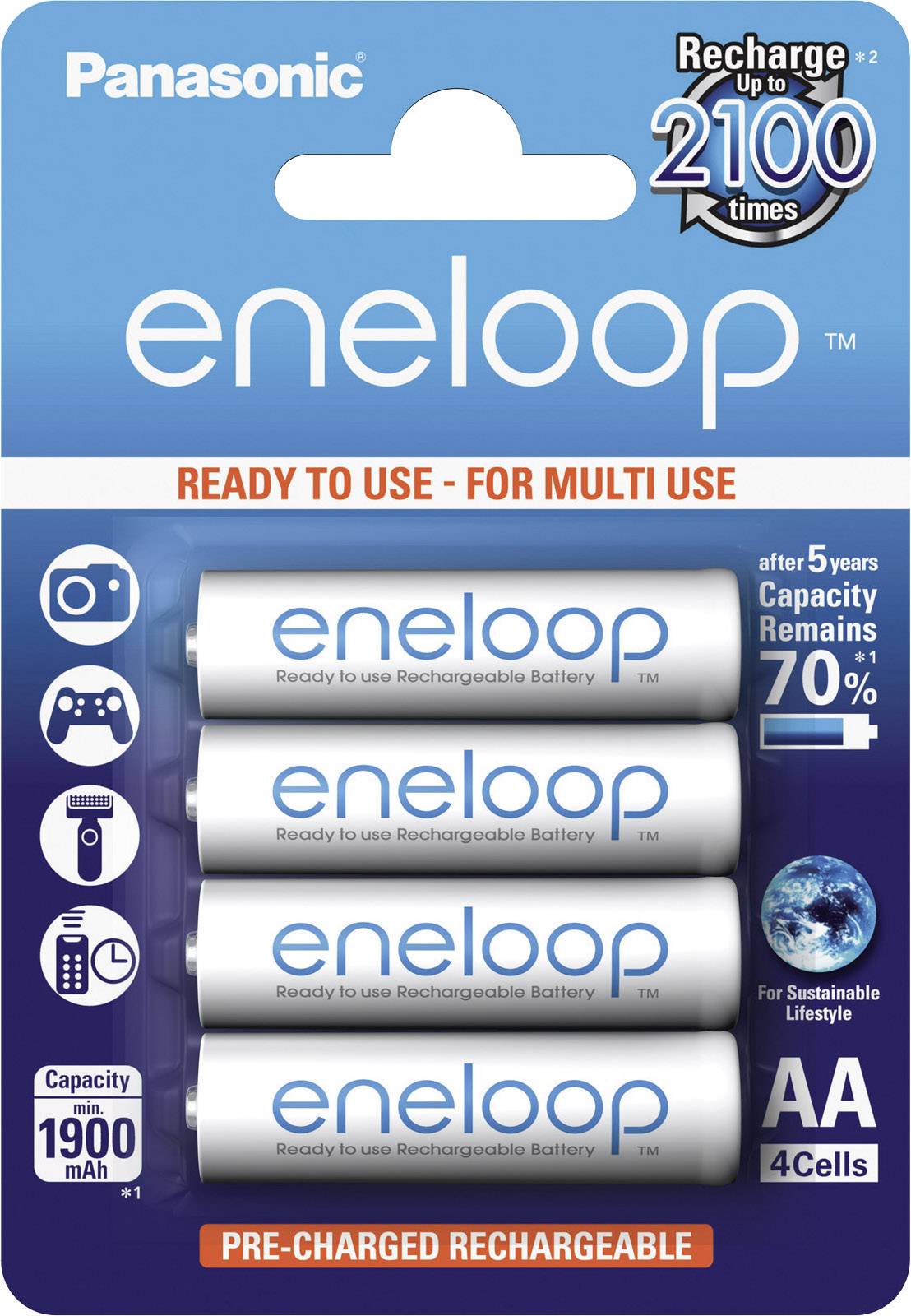 Pile rechargeable LR6 (AA) NiMH Panasonic eneloop HR06 1900 mAh 1.2 V 4 pc(s)