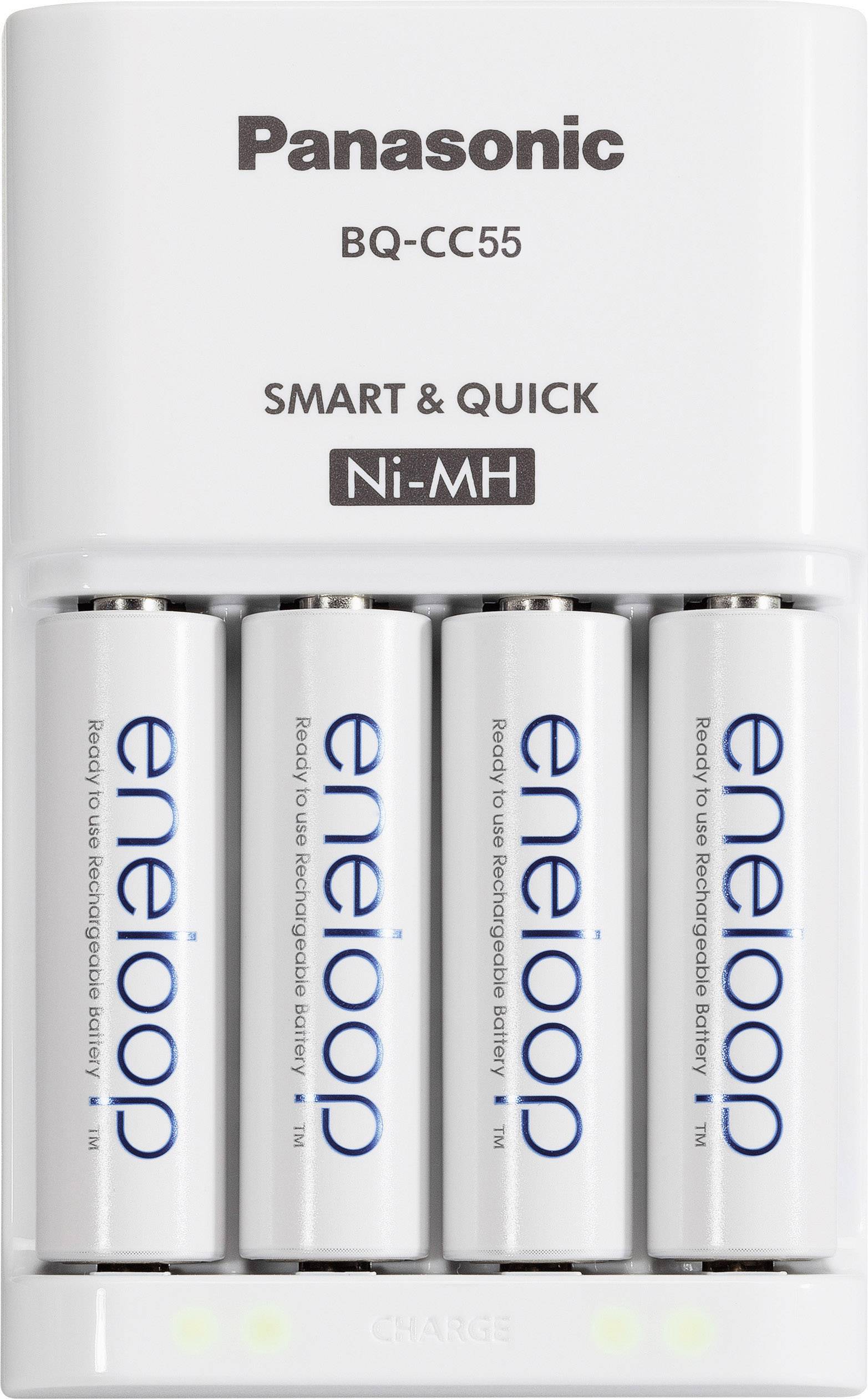 Chargeur de piles rondes NiMH avec accus Panasonic BQ-CC55E