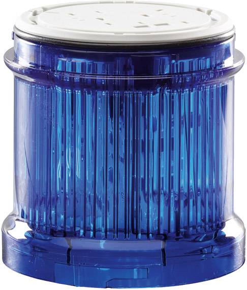 Un récipient en plastique bleu transparent avec un design nervuré et un couvercle blanc.