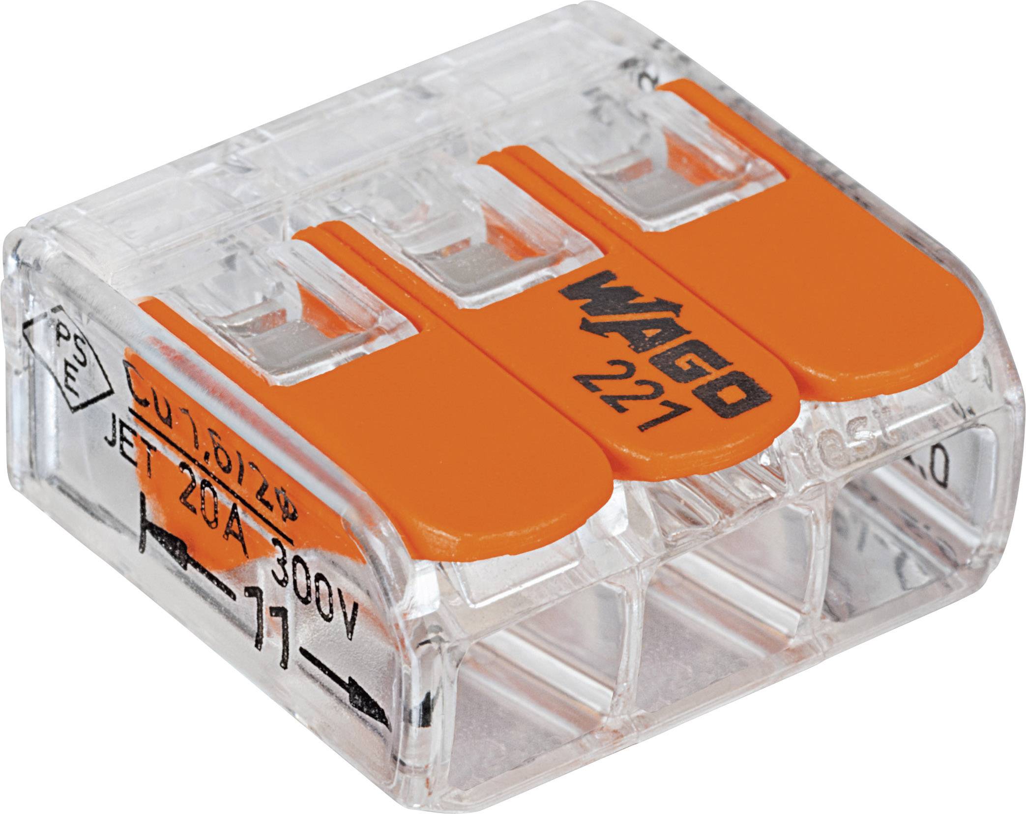 Borne de raccordement WAGO 221-413-50 transparent, orange 50 pc(s)