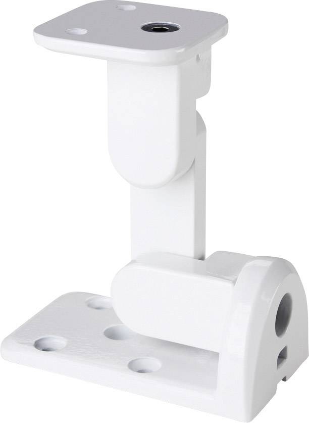 Support de plafond blanc avec bras articulé et plusieurs trous de fixation, adapté pour la fixation d'appareils ou d'accessoires au plafond.