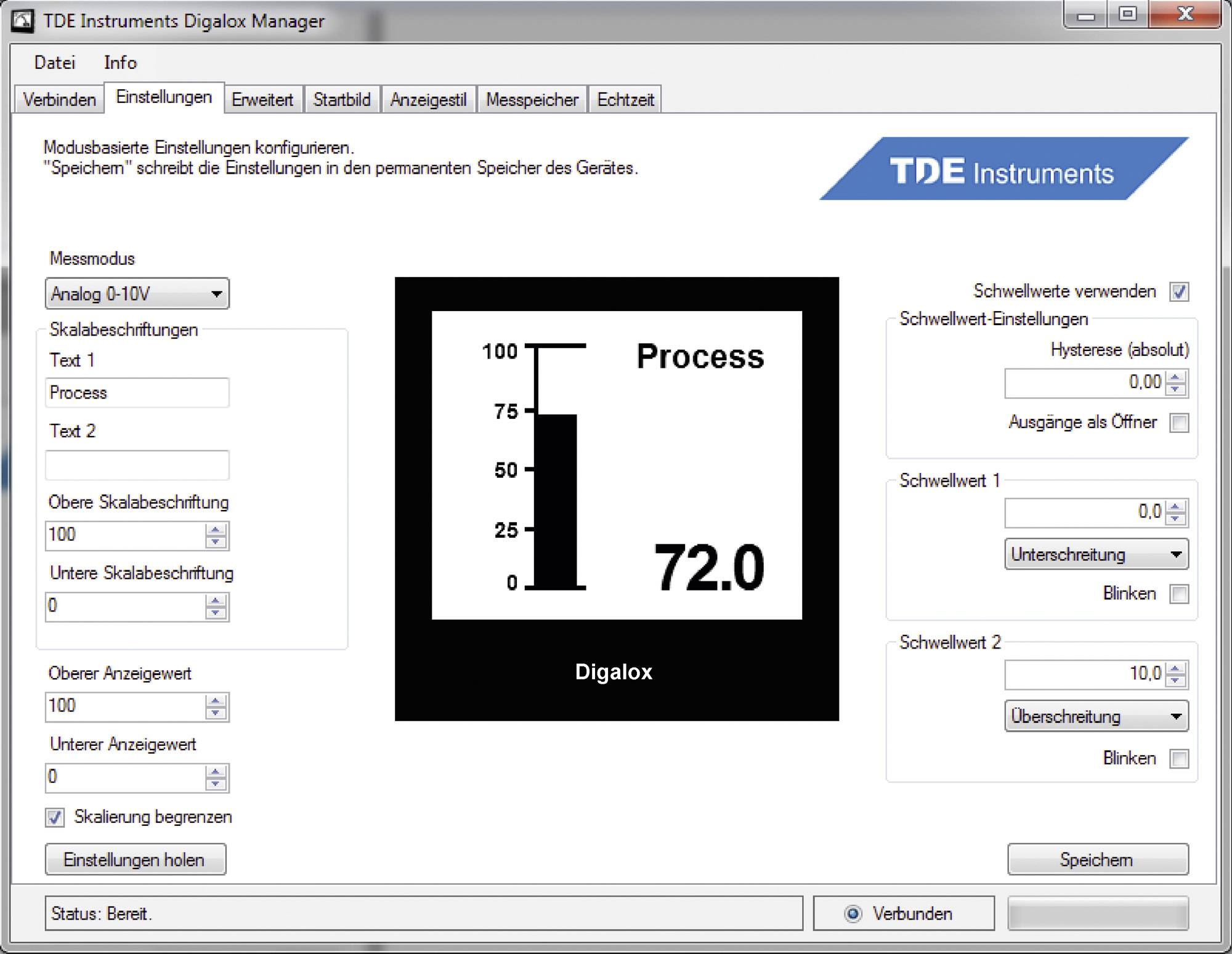 TDE Instruments Digalox DPM72-PP Appareil de mesure numérique à encastrer