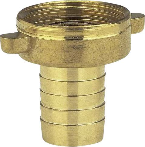 Raccord de tuyau en laiton avec nervures pour une fixation sécurisée sur les tuyaux. Adapté aux systèmes hydrauliques et aux applications de jardinage.