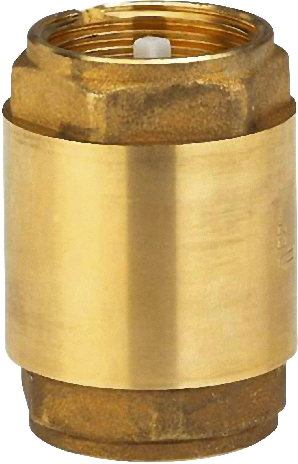 Clapet anti-retour en laiton, cylindrique, adapté aux raccordements de tuyauterie. Empêche le reflux des liquides.