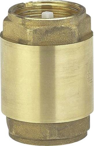 Clapet anti-retour en laiton avec insert à ressort. Adapté pour contrôler le flux de liquide et empêcher le reflux dans le système de tuyauterie.