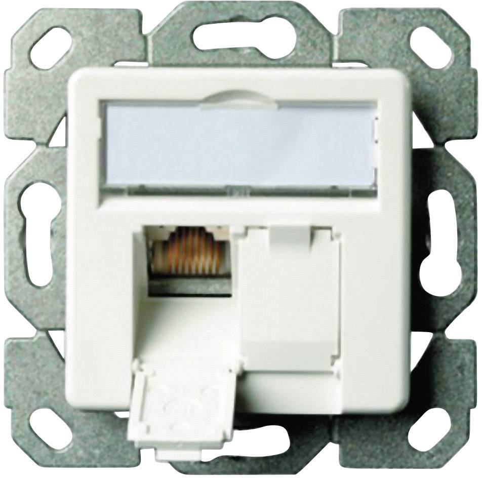 Prise réseau encastré insert avec plaque centrale CAT 6 2 ports Telegärtner J00020A0394 blanc perle
