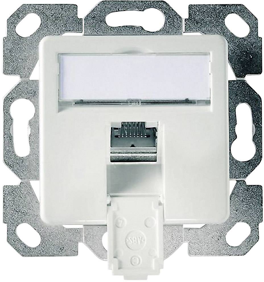 Prise réseau encastré insert avec plaque centrale CAT 6 1 port Telegärtner 100022959 blanc-alpin