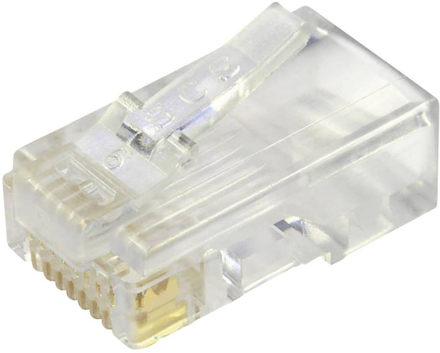 Fiche modulaire mâle non blindée pour câble plat BEL Stewart Connectors 937-SP-3088 RJ45 mâle, droit Pôle: 8P8C transparent