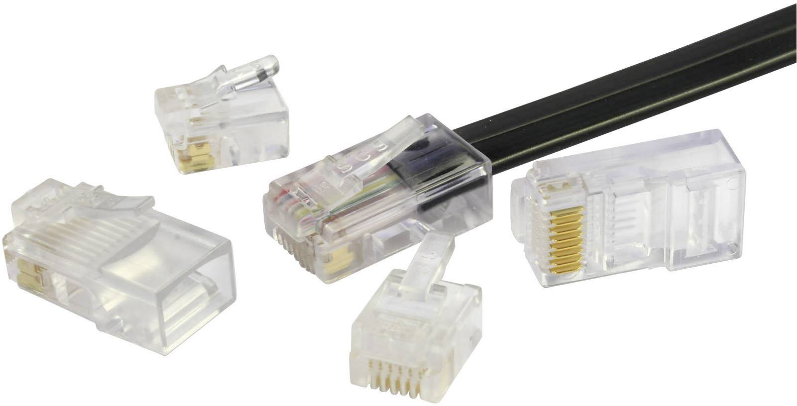 Fiche modulaire mâle non blindée pour câble rond BEL Stewart Connectors 937-SP-3088R RJ45 mâle, droit Pôle: 8P8C transparent
