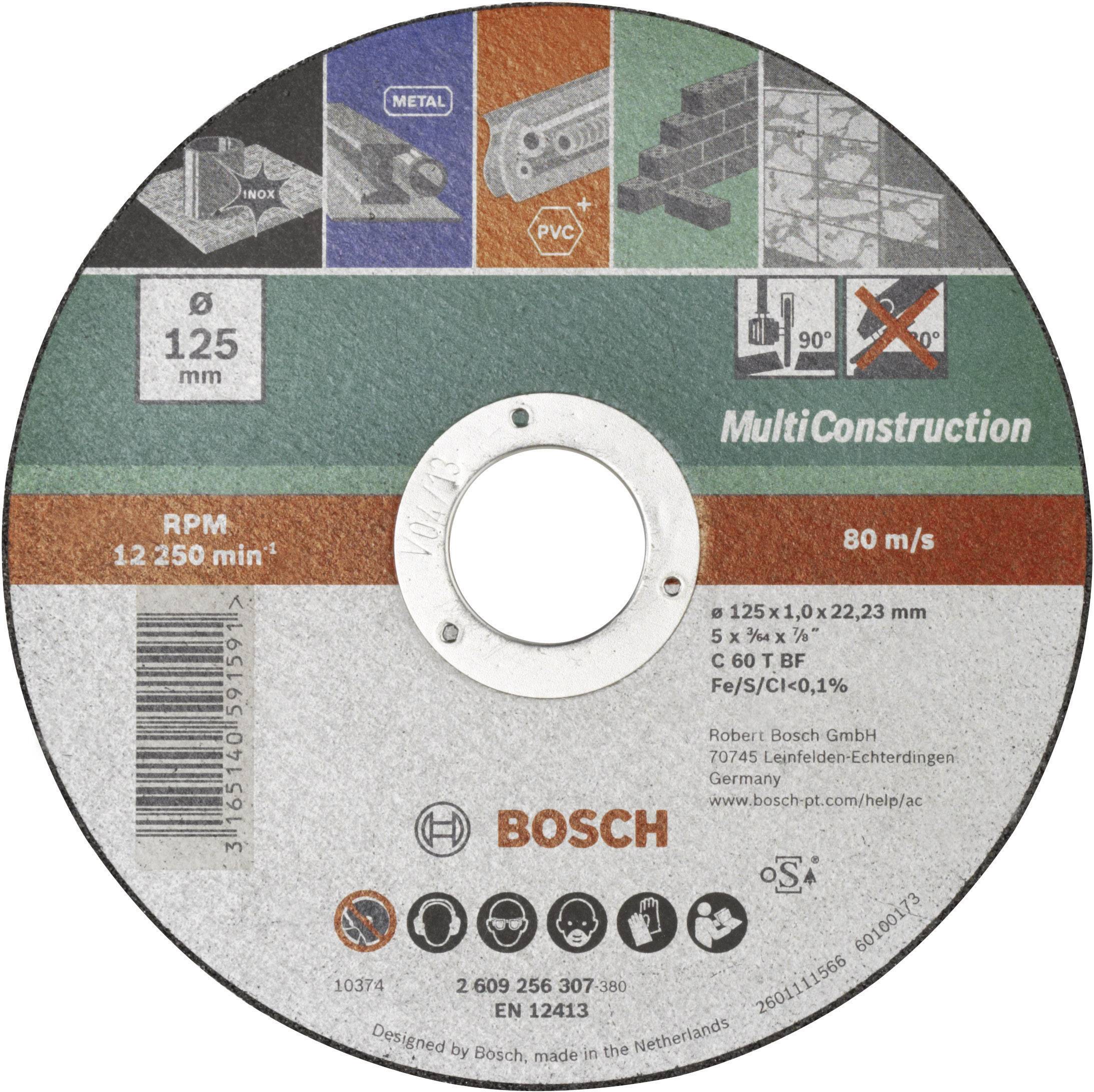 Disque à meuler Bosch pour 'MultiConstruction', diamètre 125 mm, vitesse 12 250 tr/min, adapté pour le métal, le PVC et la pierre.