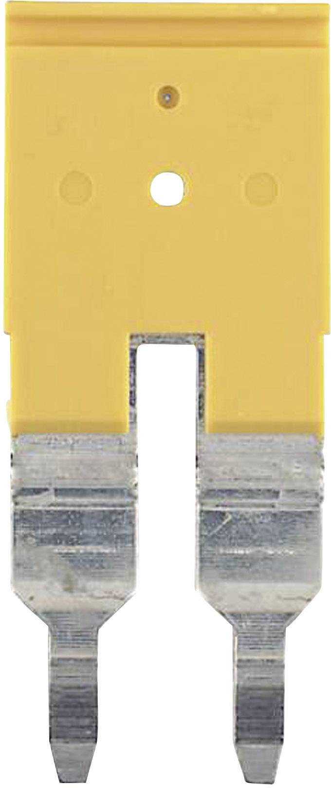 Sécurité jaune de blocage avec deux contacts métalliques.