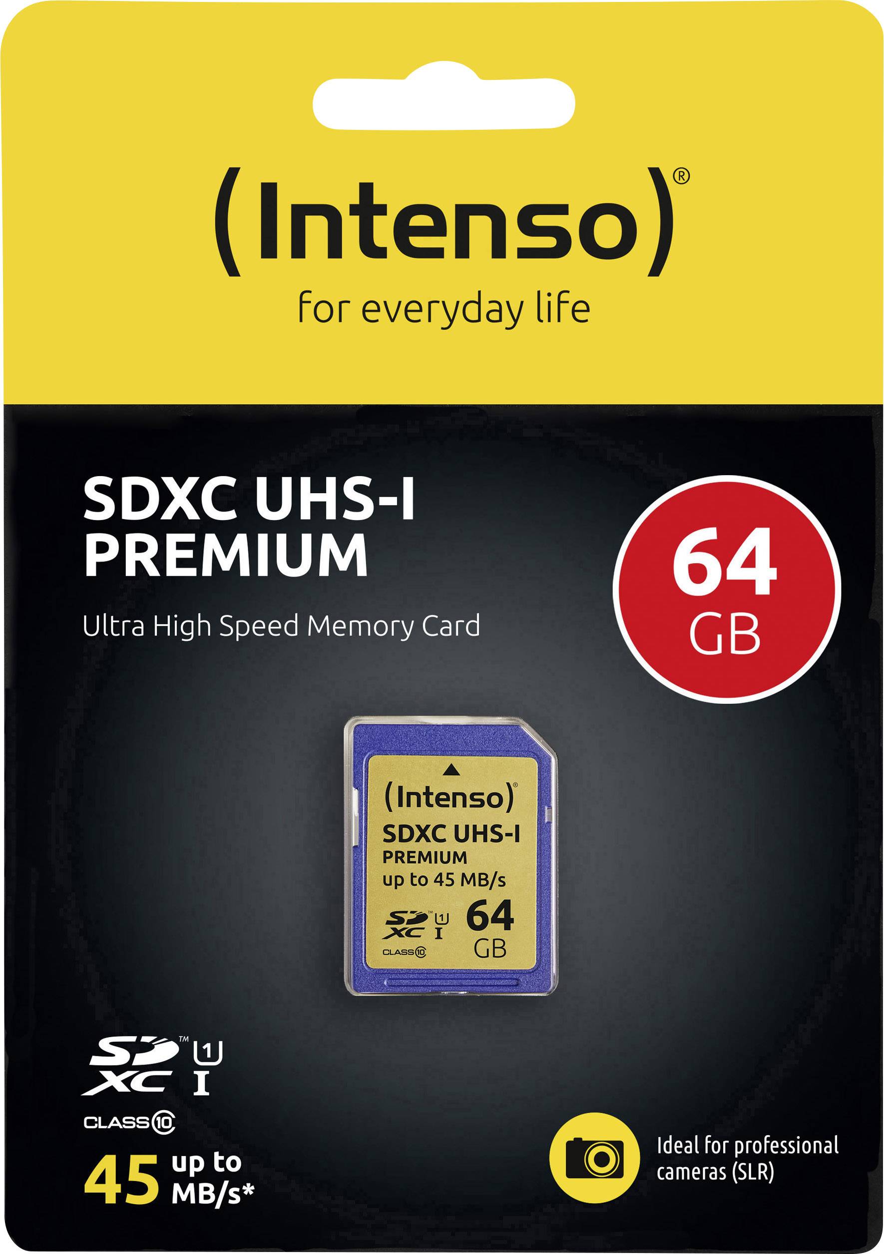 Carte SDXC Intenso Premium 64 GB Class 10, UHS-I