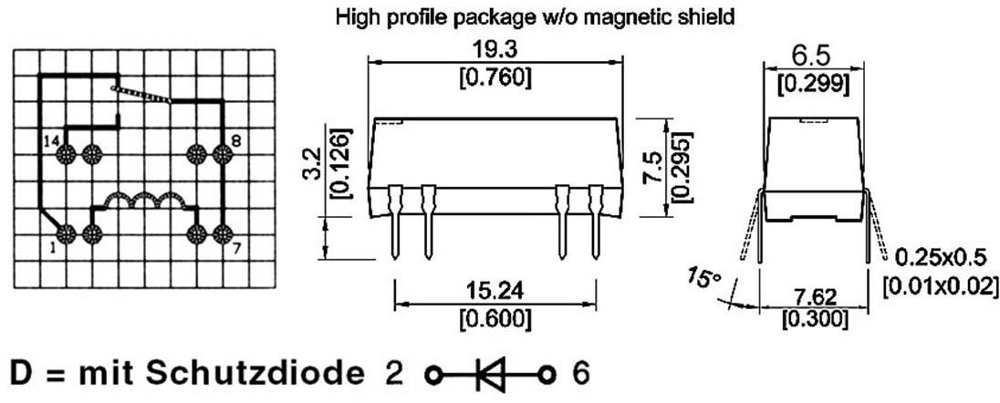 Relais Reed DIP-8 StandexMeder Electronics DIP05-1C90-51D 3205001151 1 inverseur (RT) 5 V/DC 0.5 A 10 W 1 pc(s)