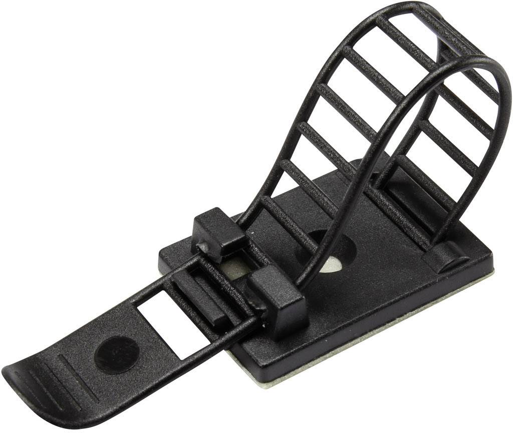 TRU COMPONENTS WCT-85 Embase de fixation autocollant, vissable 1206772 Plage de Ø du faisceau 22 mm (max) avec attache noir 25