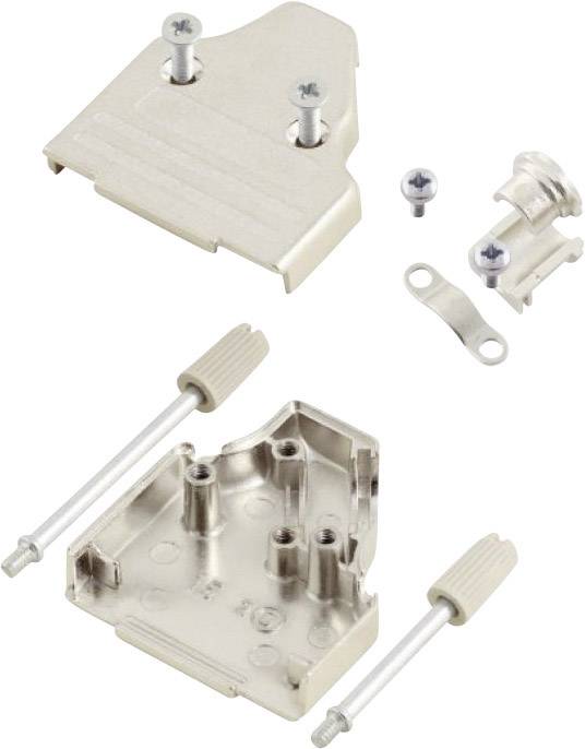 Un ensemble de composants de boîtier électronique en métal, composé de couvercles supérieur et inférieur, de supports et de plusieurs vis.