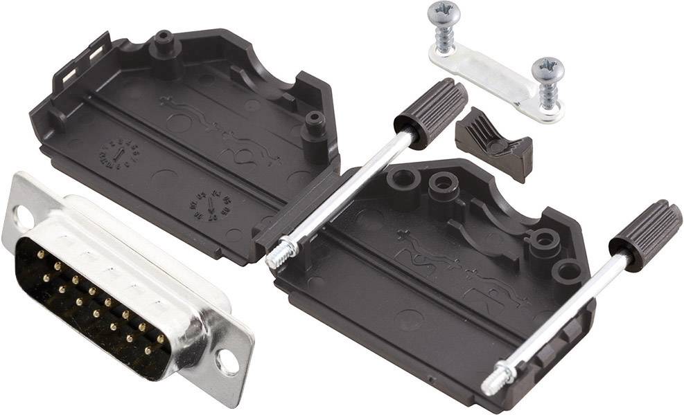 MH Connectors MHDPPK15-DB15P-K Kit embase SUB-D mâle 180 ° Nombre de pôles: 15 fût à souder