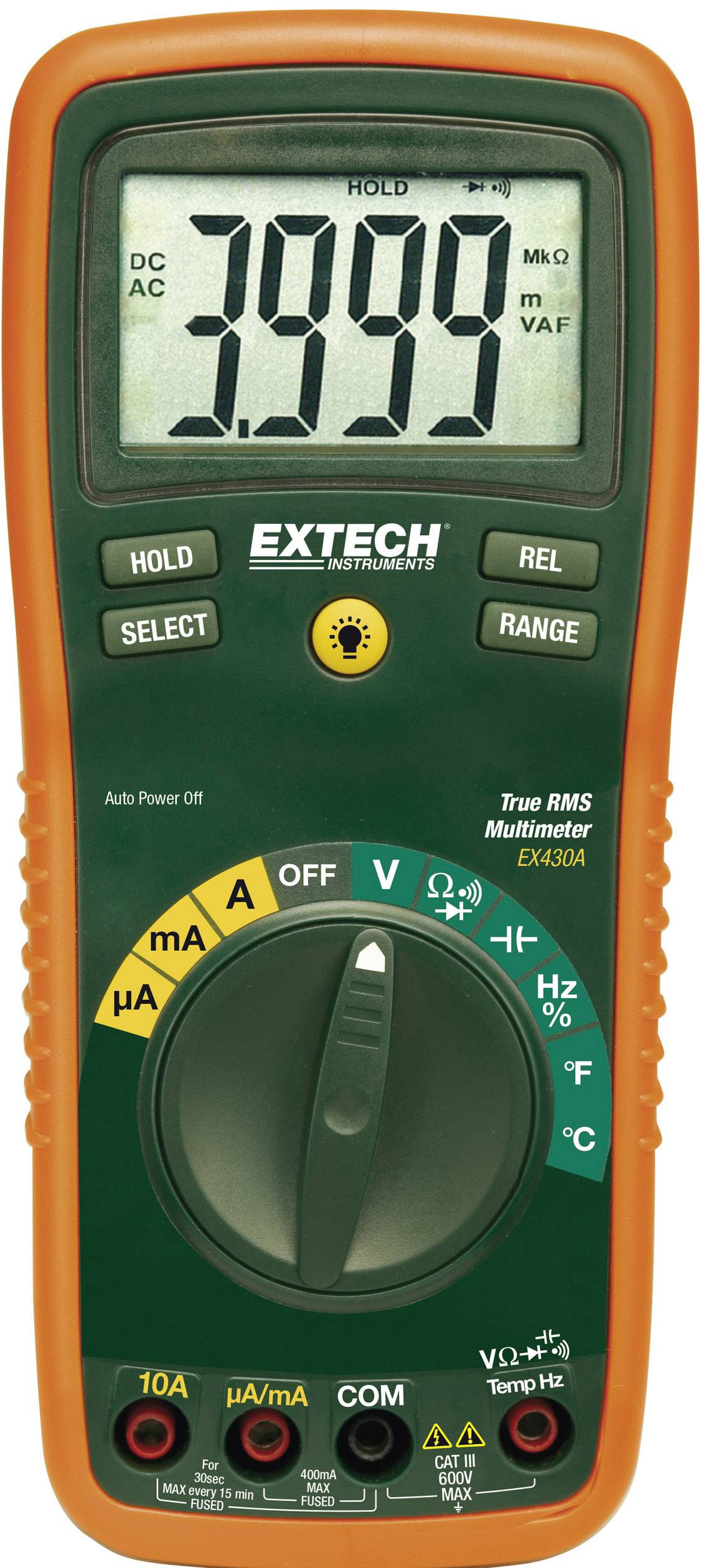Extech EX430A Multimètre numérique CAT III 600 V Affichage (nombre de points): 4000