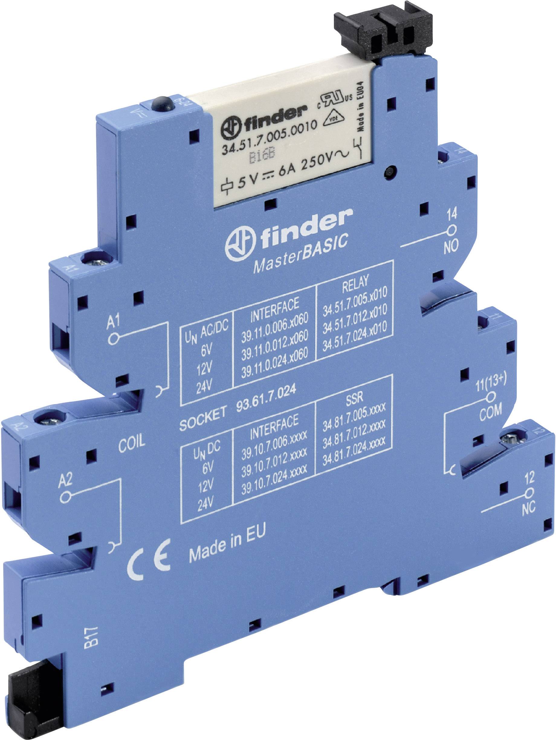 Interface relais Finder 39.11.0.024.5060 24 V/DC, 24 V/AC 6 A 1 inverseur (RT) 1 pc(s)