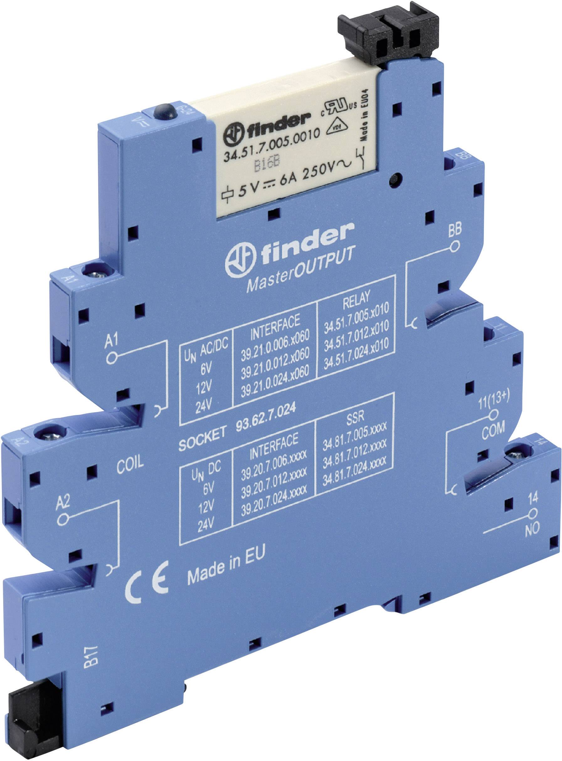 Finder 39.21.0.012.0060 Interface relais 12 V/DC, 12 V/AC 6 A 1 NO (T) 1 pc(s)