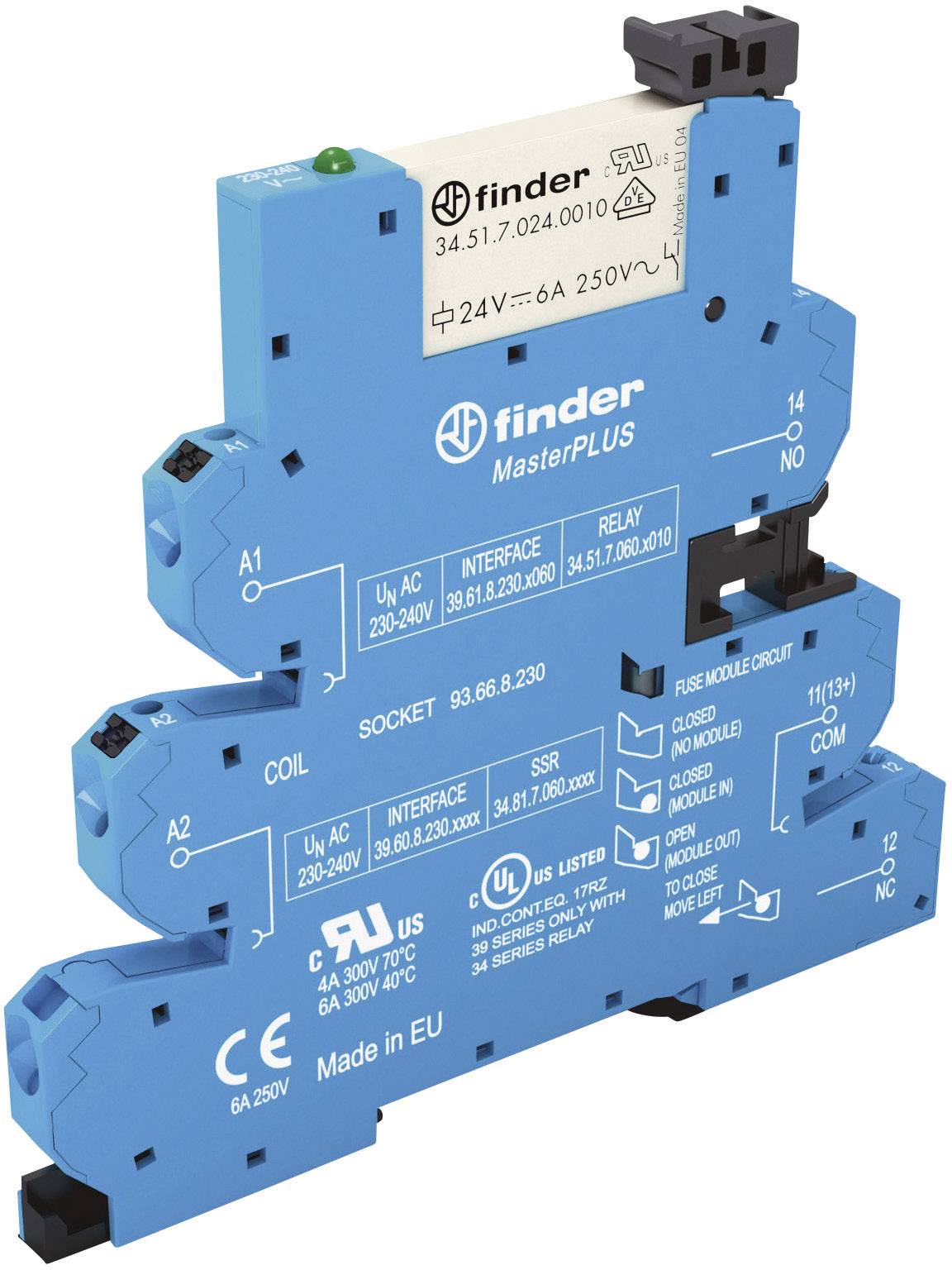 Finder 39.61.0.024.0060 Interface relais 24 V/DC, 24 V/AC 6 A 1 inverseur (RT) 1 pc(s)