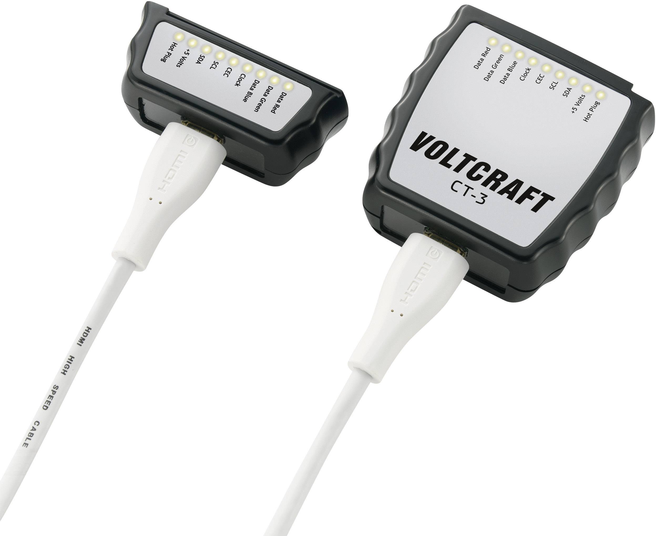 Testeur de câbles CT-3 VOLTCRAFT CT-3 Convient pour Câble HDMI de type A, HDMI 1.0, 1.1, 1.2, 1.2a , 1.3 a/b/c, 1.4/a