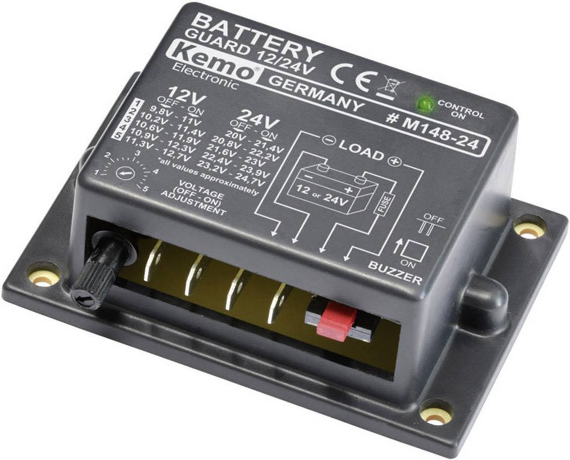 Contrôleur de batterie 12 V, 24 V Kemo M148-24 avec protection contre la décharge