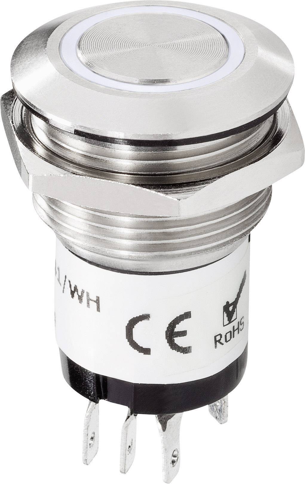 Renkforce RF-4707814 Bouton de sonnette simple acier inoxydable, blanc 24 V DC/ 2 A, 24 V AC/ 1 A