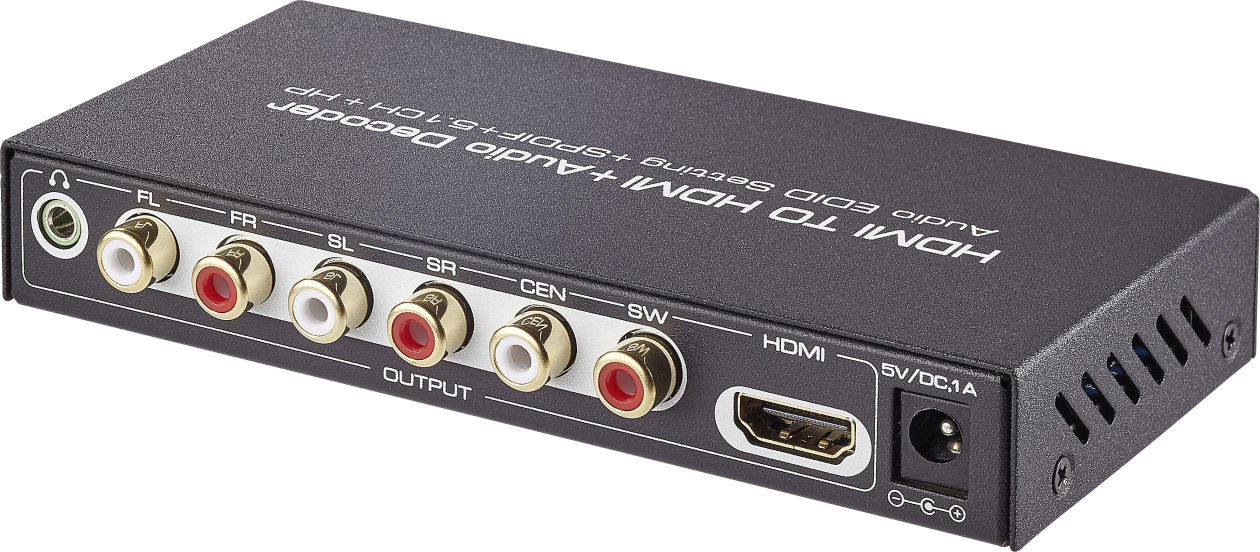 Extracteur audio SpeaKa Professional SP-4916328 [1x HDMI femelle - 6x Cinch-RCA femelle, Toslink femelle (ODT), HDMI femelle