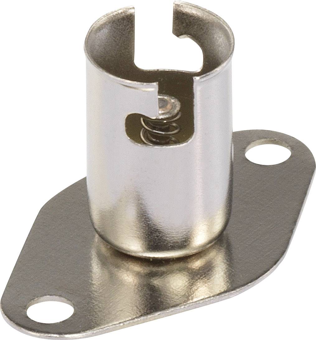Support de lampe métallique avec fixation à ressort et deux trous de vis pour la fixation.