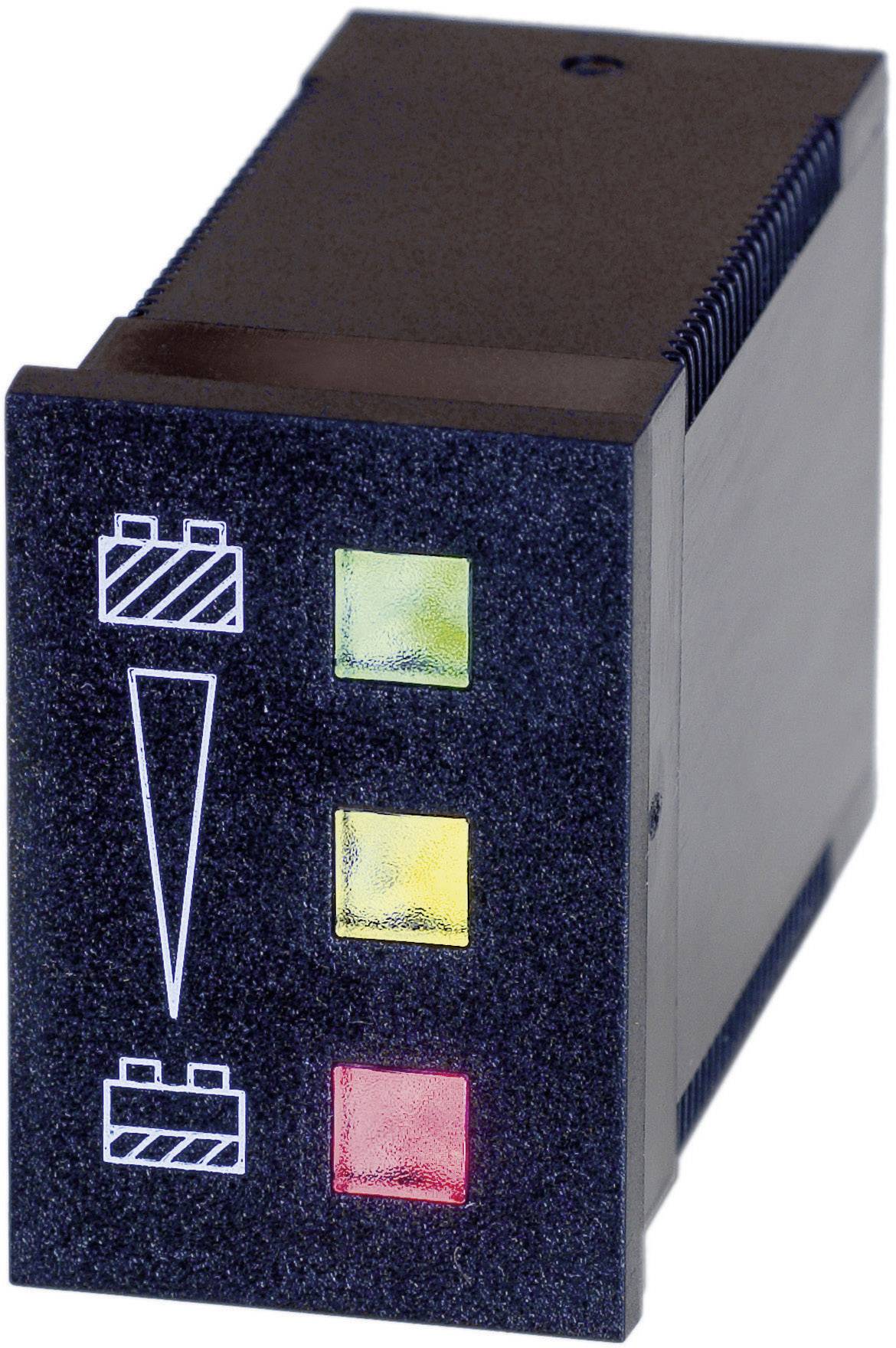 Un dispositif électronique avec trois voyants lumineux colorés : vert, jaune et rouge, qui indiquent probablement l'état ou les différentes étapes d'un processus.
