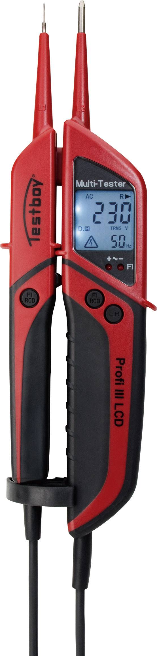 Testeur de tension à 2 pôles Testboy Profi III LCD CAT IV 1000 V LCD, Acoustique, Vibration
