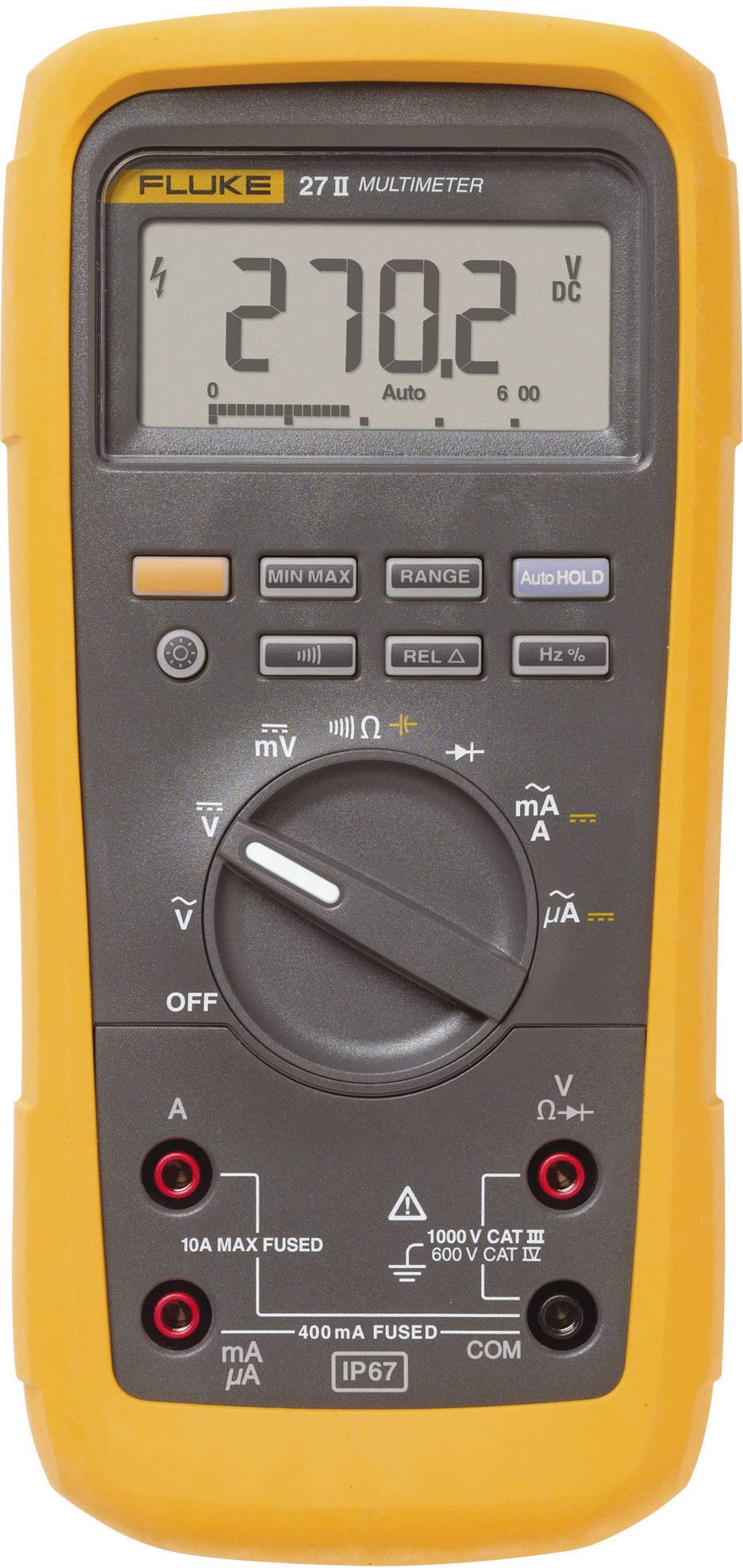 Fluke 27II/EUR Multimètre numérique étanche (IP67) CAT III 1000 V, CAT IV 600 V Affichage (nombre de points): 6000