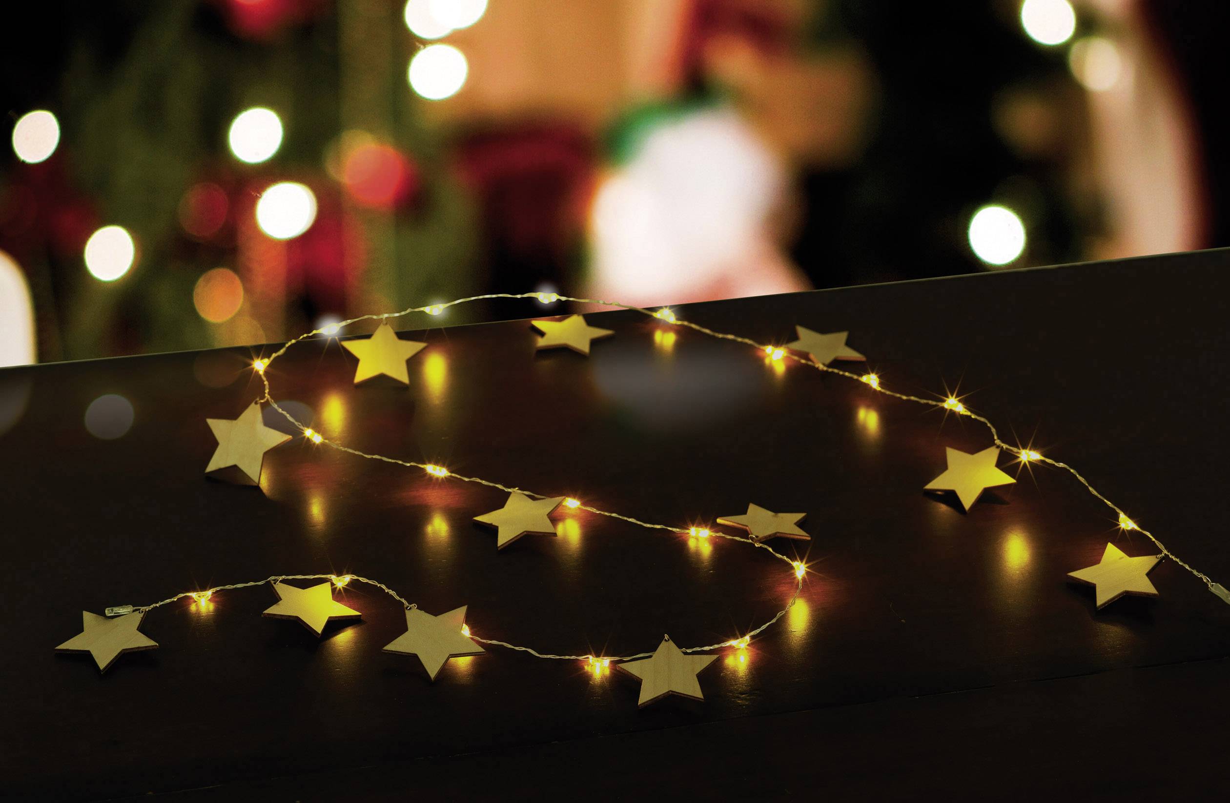 Polarlite LBA-04-007 Guirlande lumineuse à motifs étoiles pour l'intérieur à pile(s) LED blanc chaud Longueur éclairée: 1 m