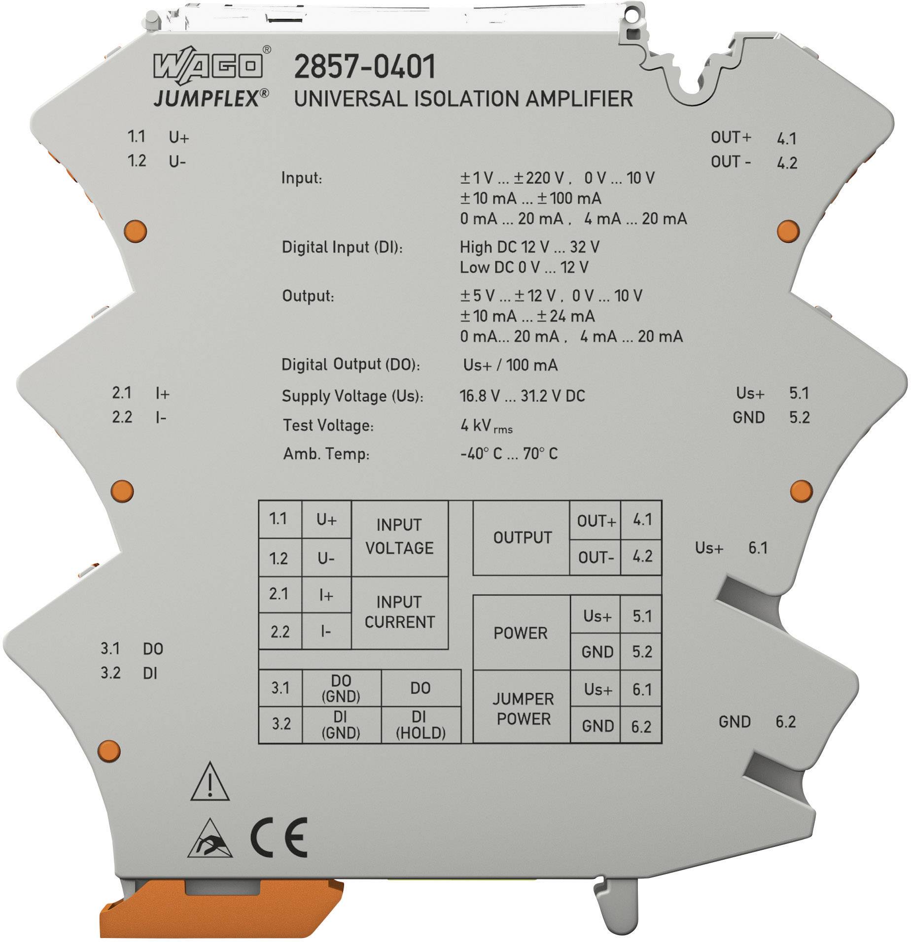 Convertisseur de mesure JUMPFLEX®; Amplificateur isolateur universel WAGO 2857-401 1 pc(s)