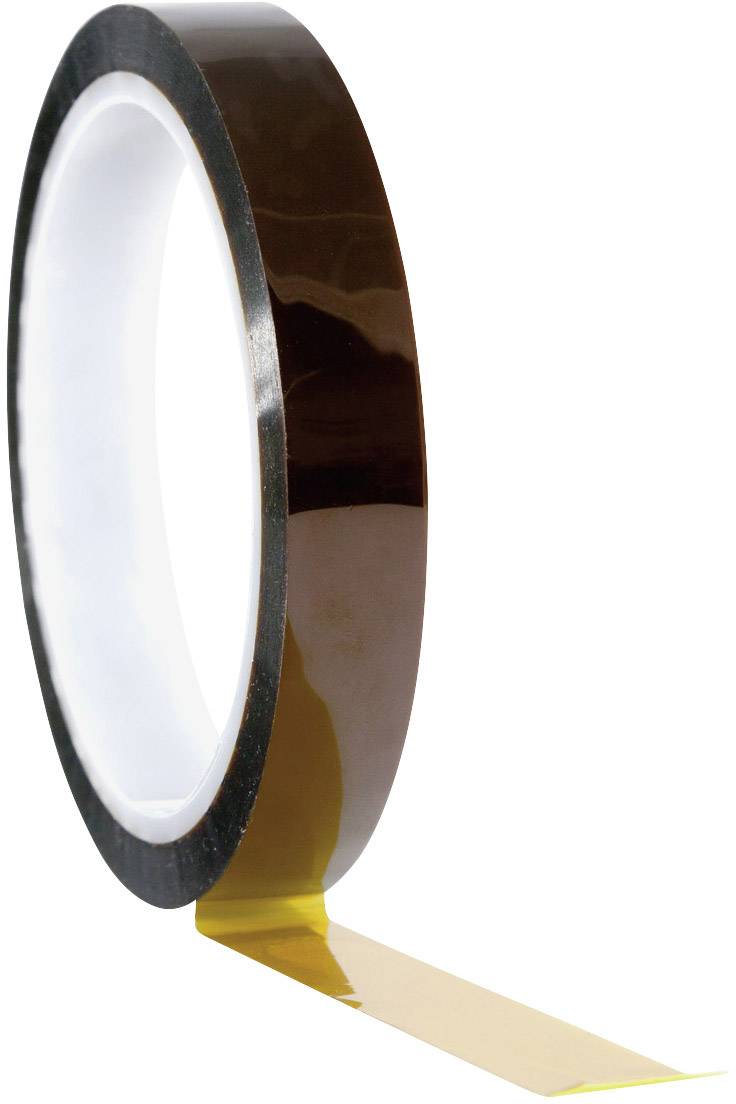 Ruban adhésif transparent brun, légèrement déroulé, sur un rouleau. Utilisé pour le scellement et la protection des surfaces.