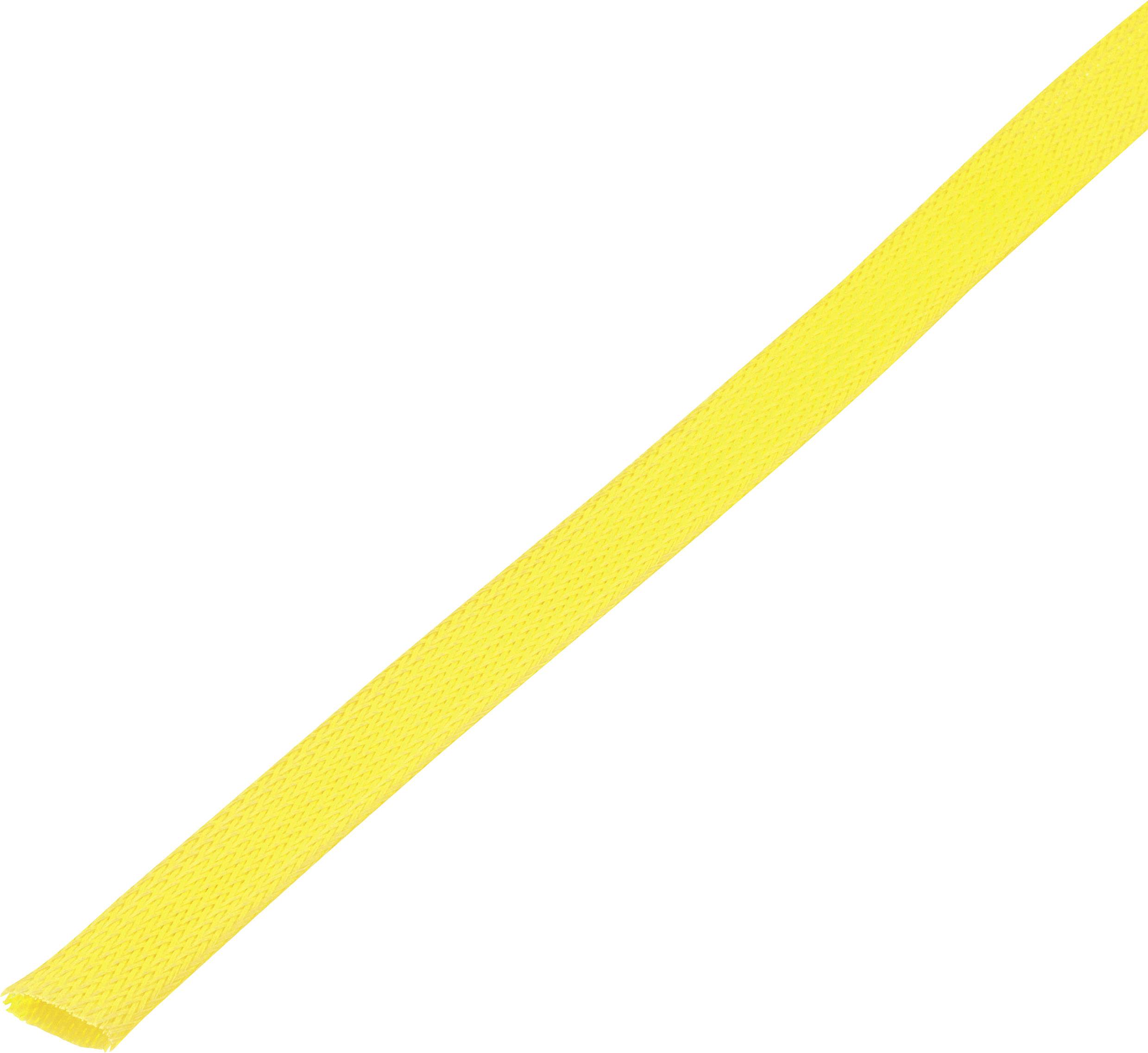 Câble de protection tressé jaune utilisé pour le regroupement et l'isolation des fils.