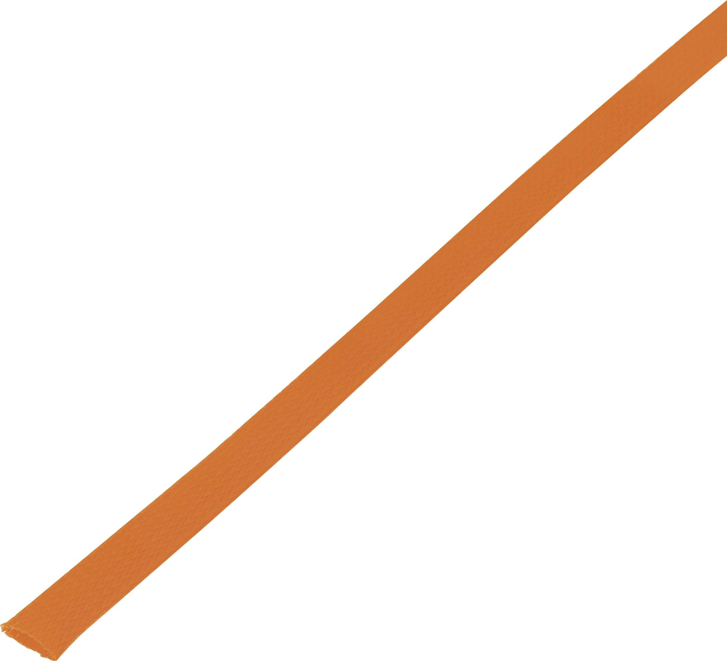 Un long ruban orange sur un fond blanc.