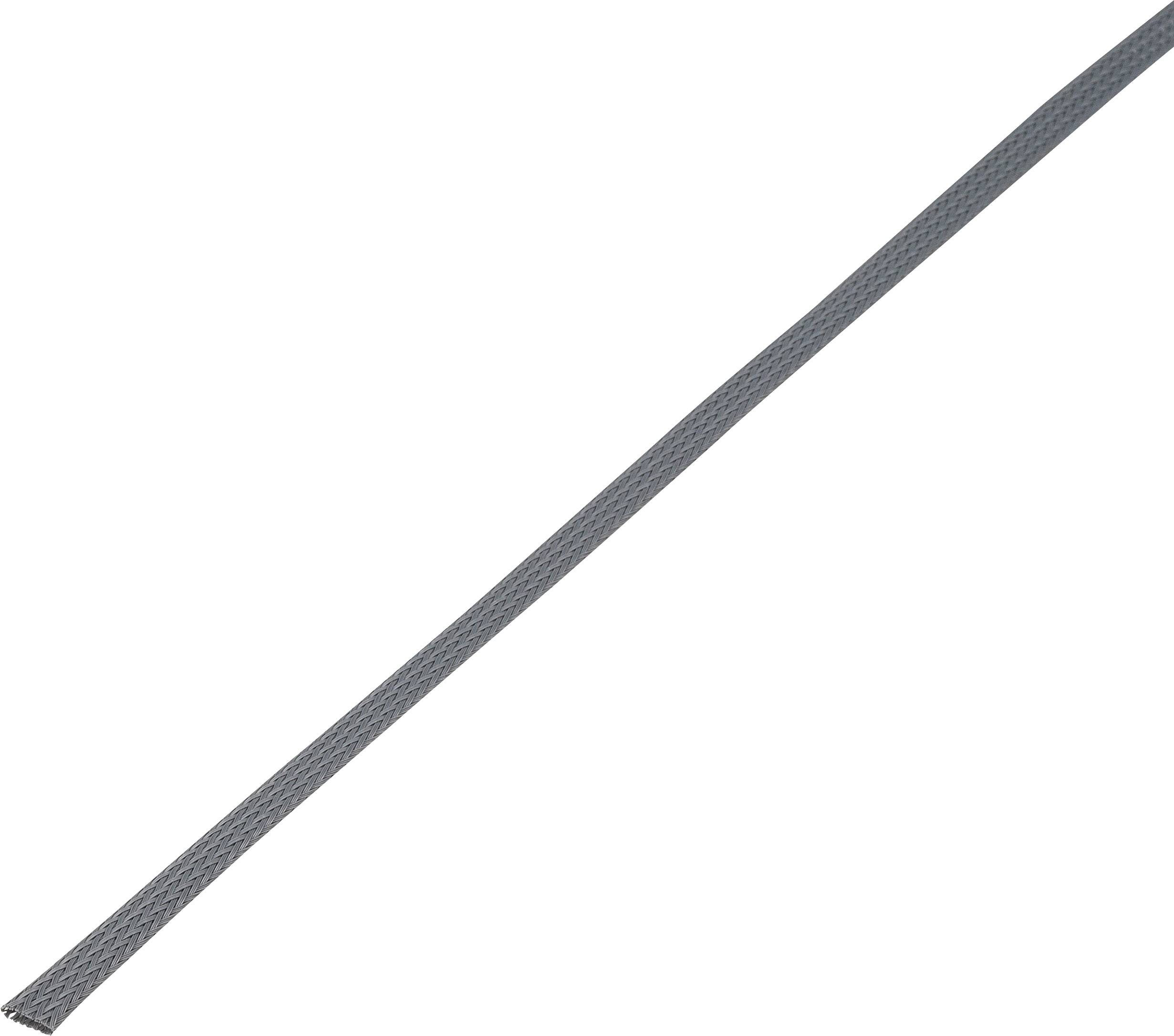 Corde ou ruban gris, plat, traversant diagonalement de bas gauche à haut droite sur un fond blanc.