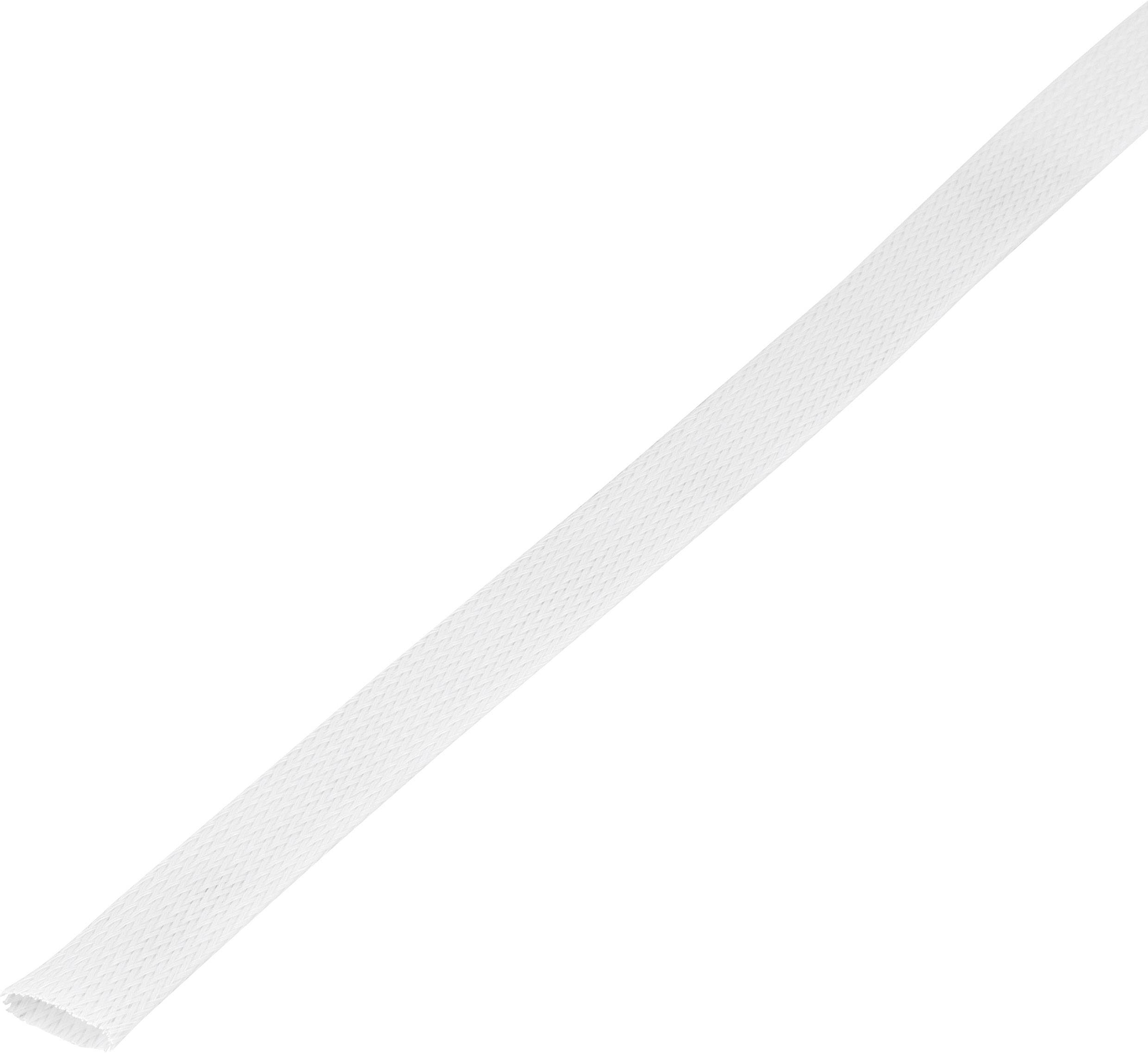 Un objet simple, blanc et allongé, possiblement une corde ou un tube, est posé sur un fond blanc.