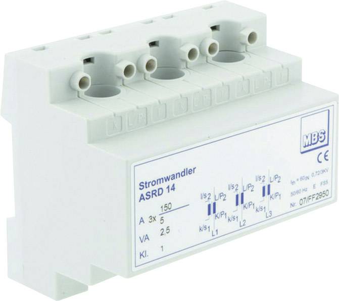 MBS ASRD 14 3X150/5A 3,75VA Kl.1 Courant primaire 150 A, 150 A, 150 A Courant secondaire 5 A Montage sur rail 1 pc(s)
